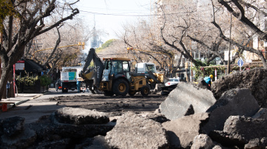 Corazón gastronómico de la Ciudad: avanzan las obras de remodelación de avenida Sarmiento